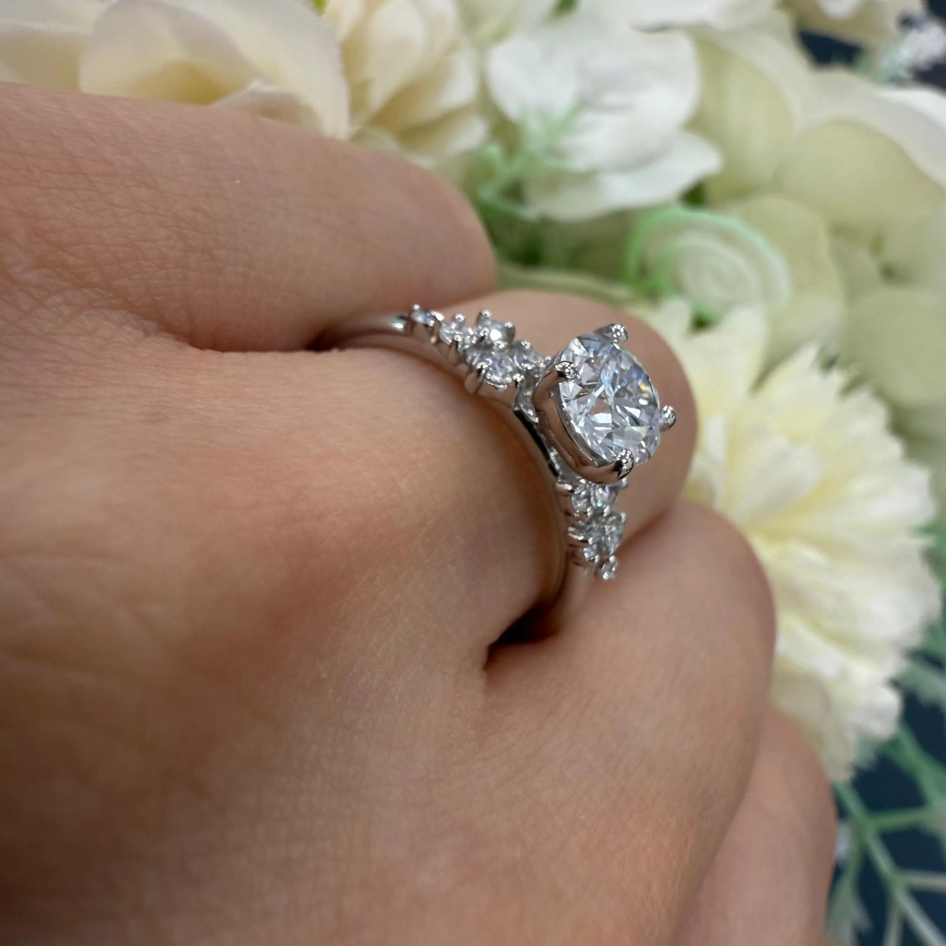 Certified Round Diamond Designer Hidden Halo Engagement Ring - Image 11