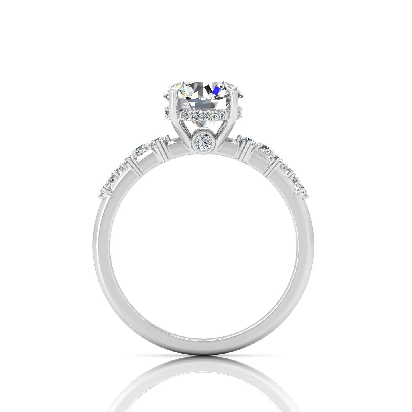 Certified Round Diamond Designer Hidden Halo Engagement Ring - Image 2