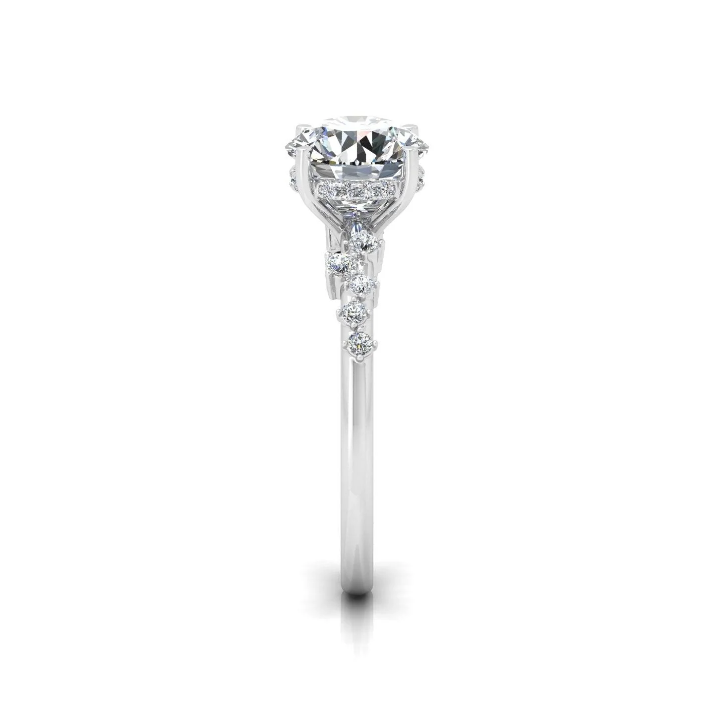 Certified Round Diamond Designer Hidden Halo Engagement Ring - Image 3