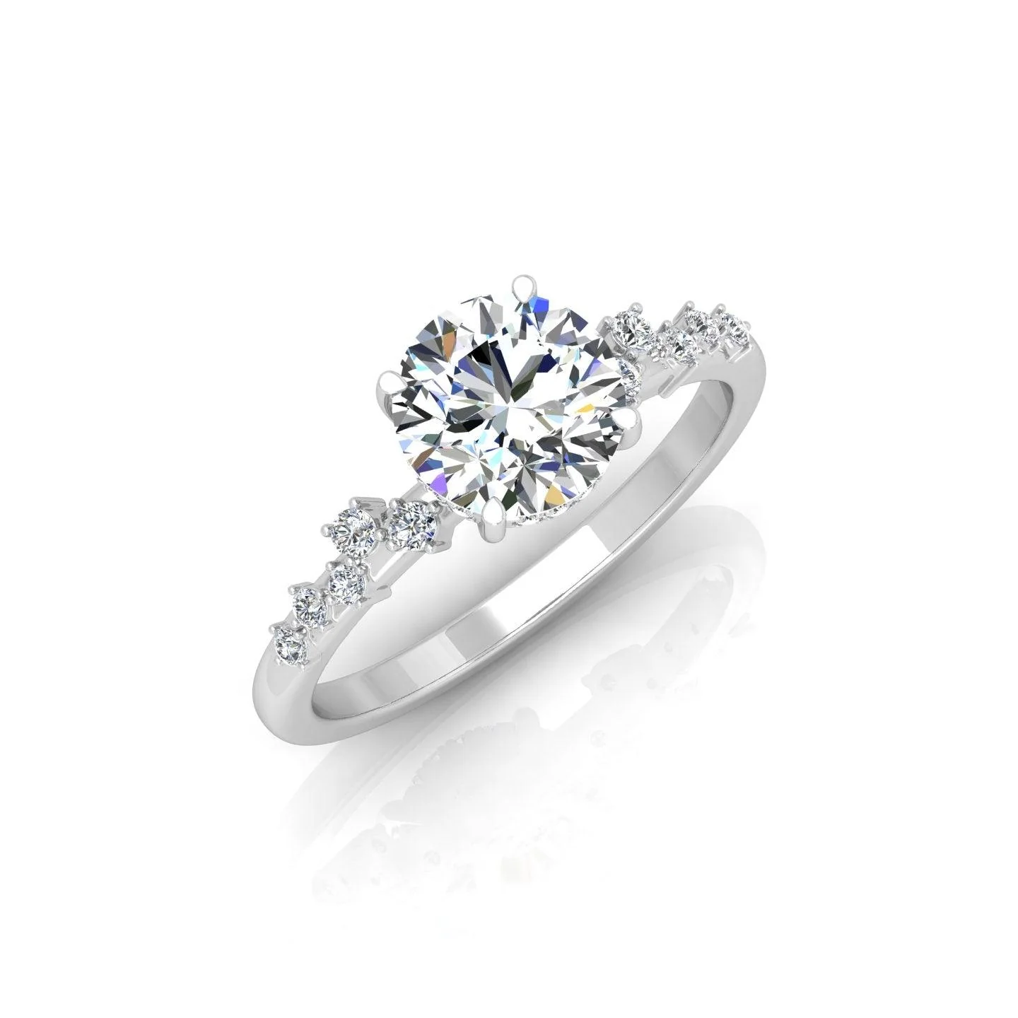 Certified Round Diamond Designer Hidden Halo Engagement Ring - Image 6