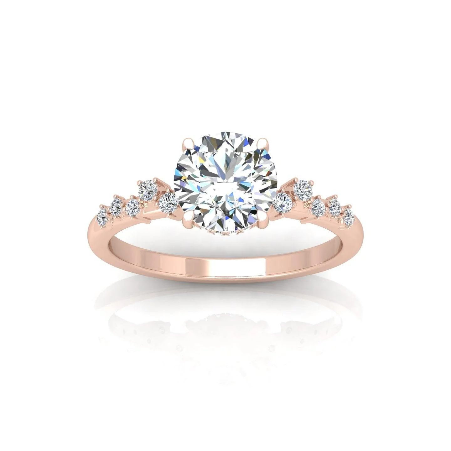 Certified Round Diamond Designer Hidden Halo Engagement Ring - Image 8
