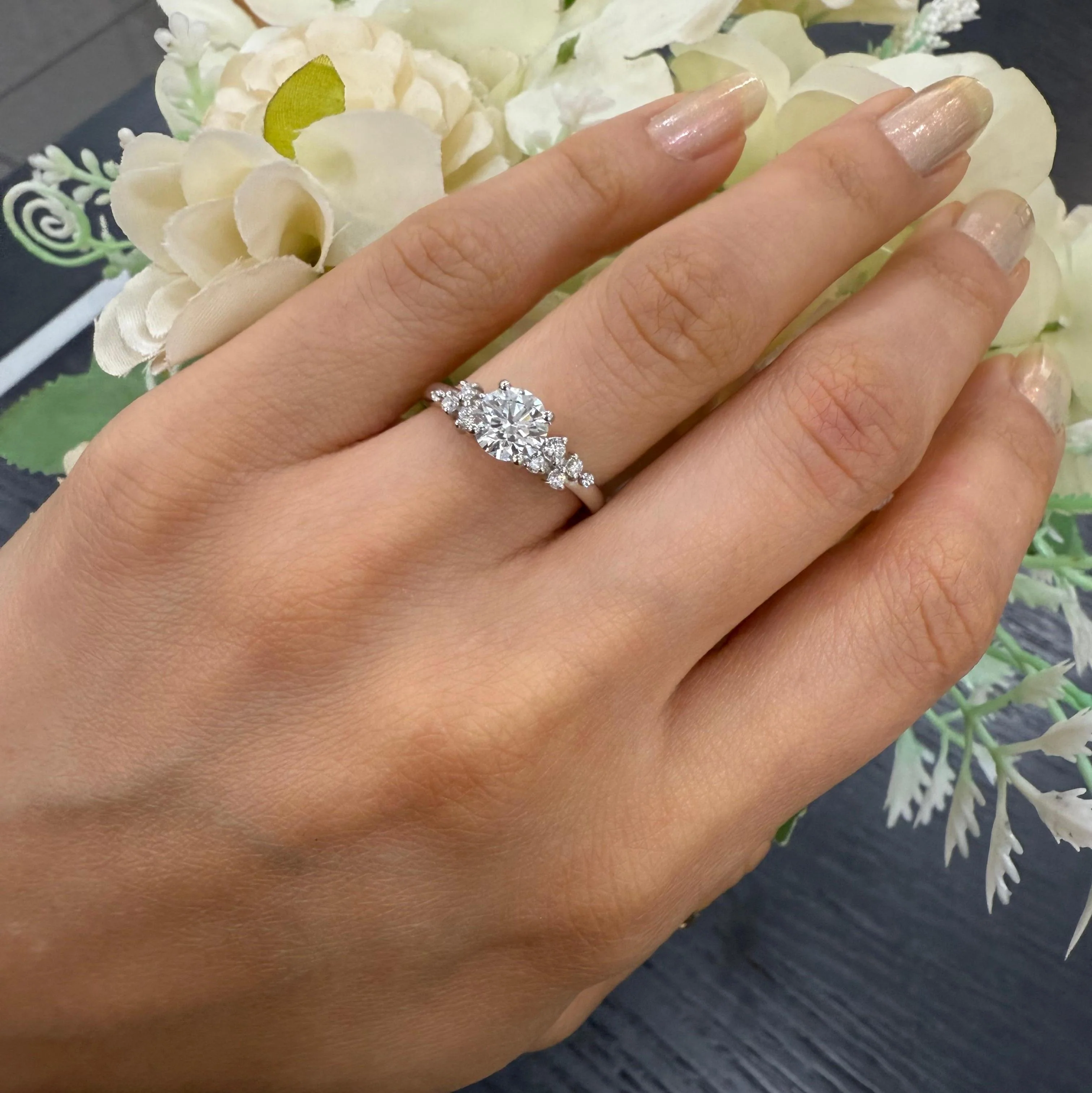 Certified Round Diamond Designer Hidden Halo Engagement Ring - Image 9
