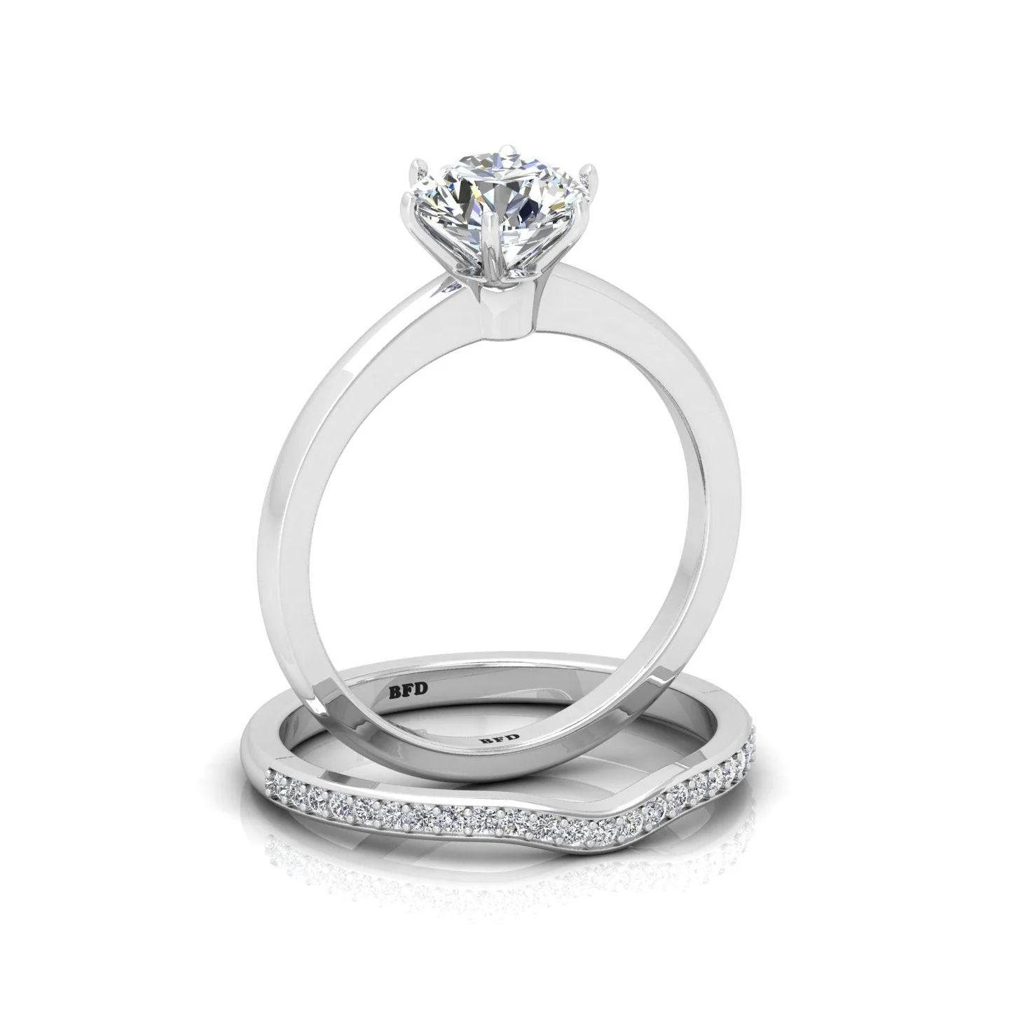 Certified Round Diamond Engagement Ring With Curved Matching Band 1.50Carat E/VS - Image 3