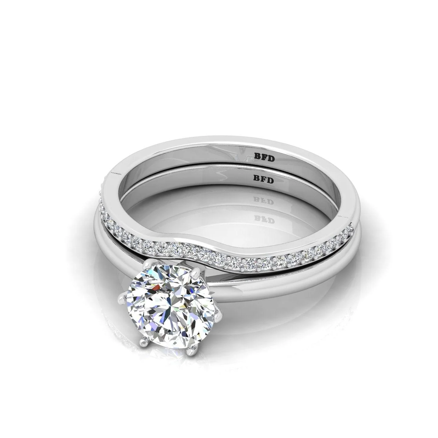 Certified Round Diamond Engagement Ring With Curved Matching Band 1.50Carat E/VS - Image 4