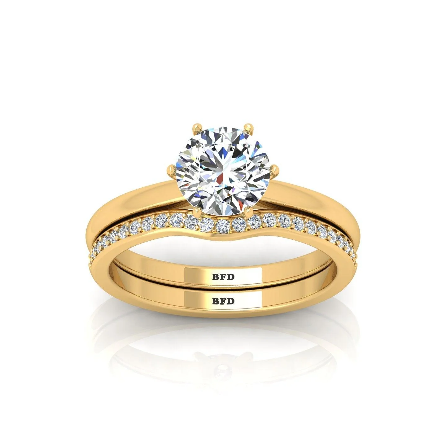 Certified Round Diamond Engagement Ring With Curved Matching Band 1.50Carat E/VS - Image 6