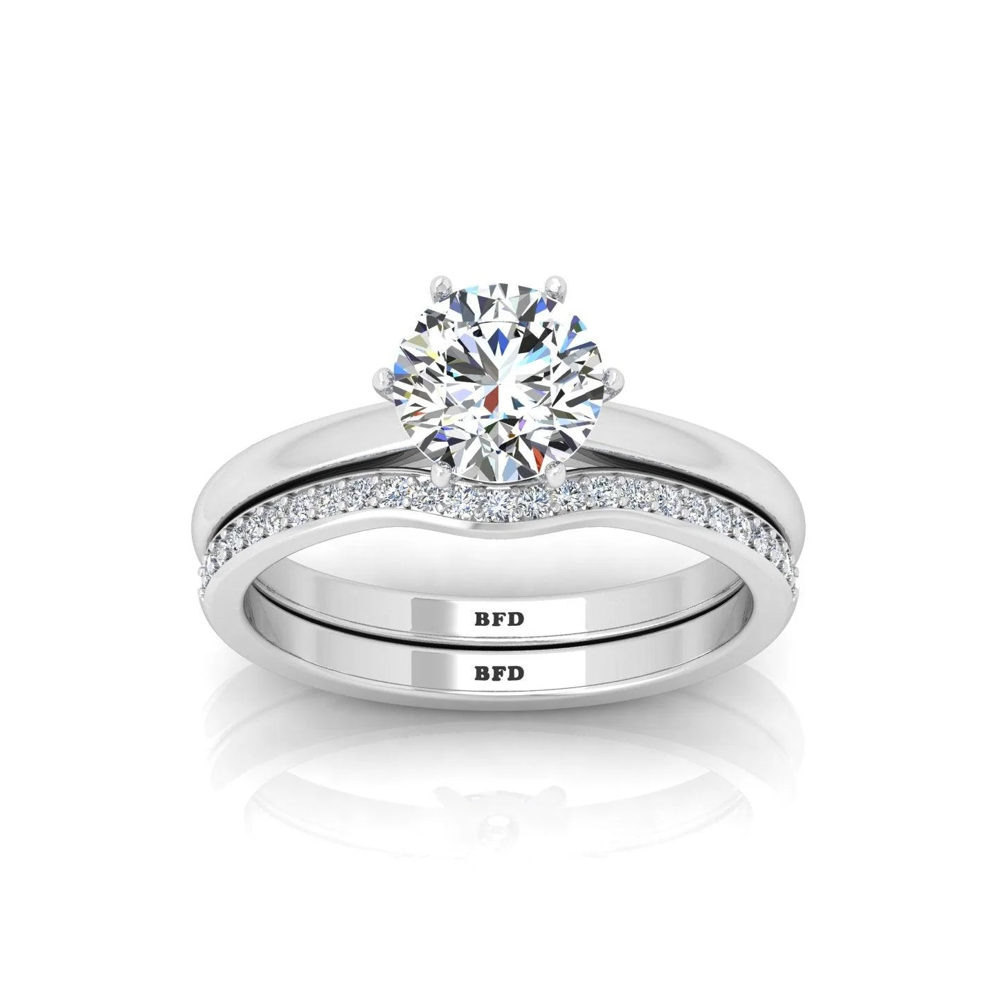 Certified Round Diamond Engagement Ring With Curved Matching Band 1.50Carat E/VS - Image 8