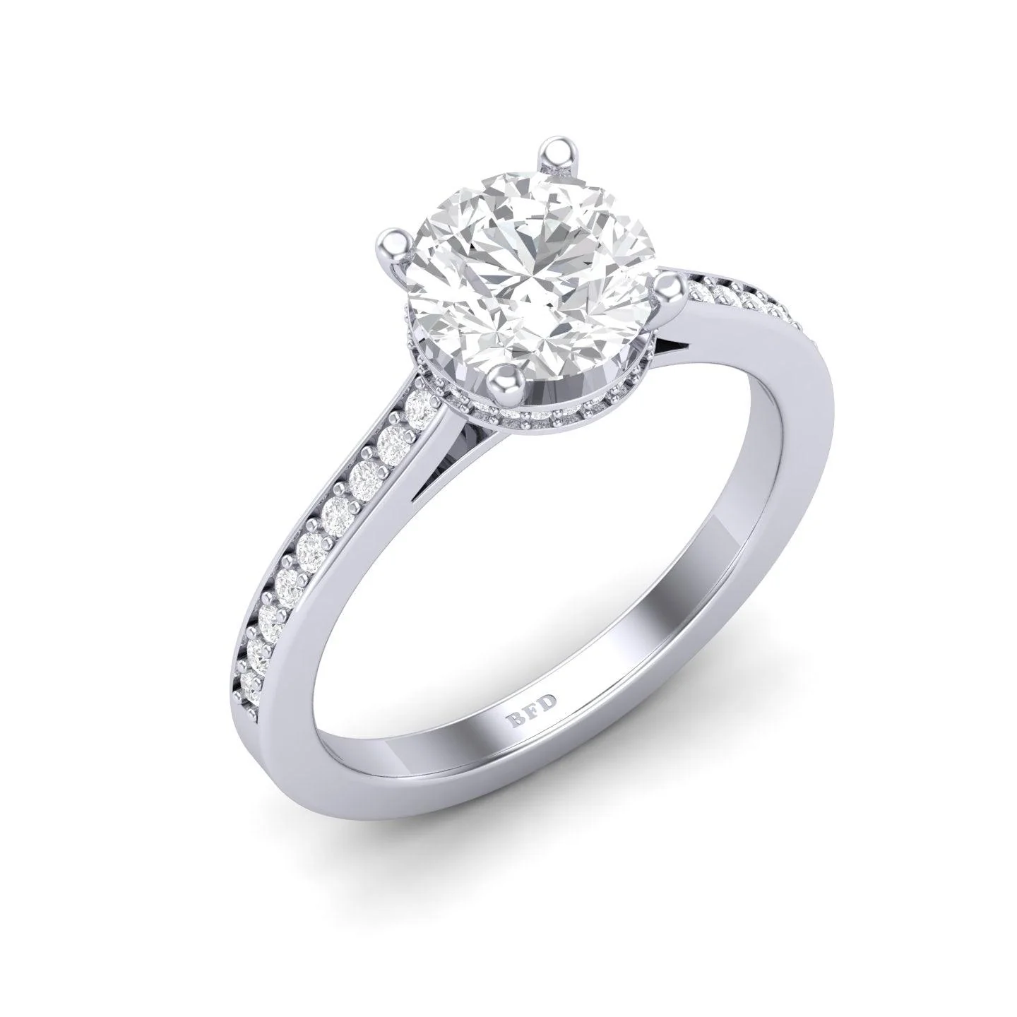 Certified Round Diamond Hidden Halo Engagement Ring - 1.50Ct - 2.50Ct - Image 4