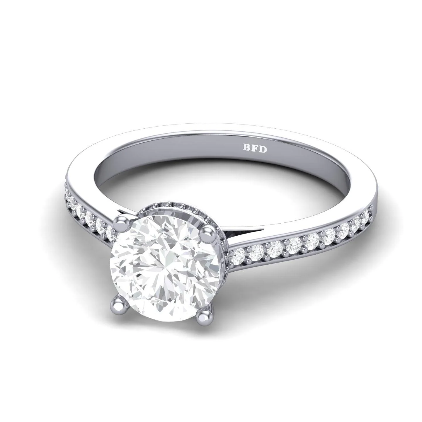 Certified Round Diamond Hidden Halo Engagement Ring - 1.50Ct - 2.50Ct - Image 5