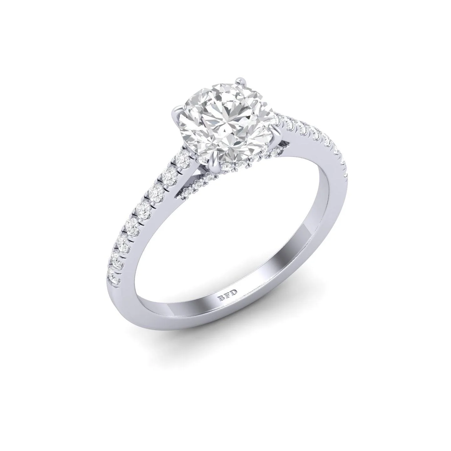 Certified Round Diamond Hidden Halo Engagement Ring - 1.50Ct - 2.50Ct - Image 5