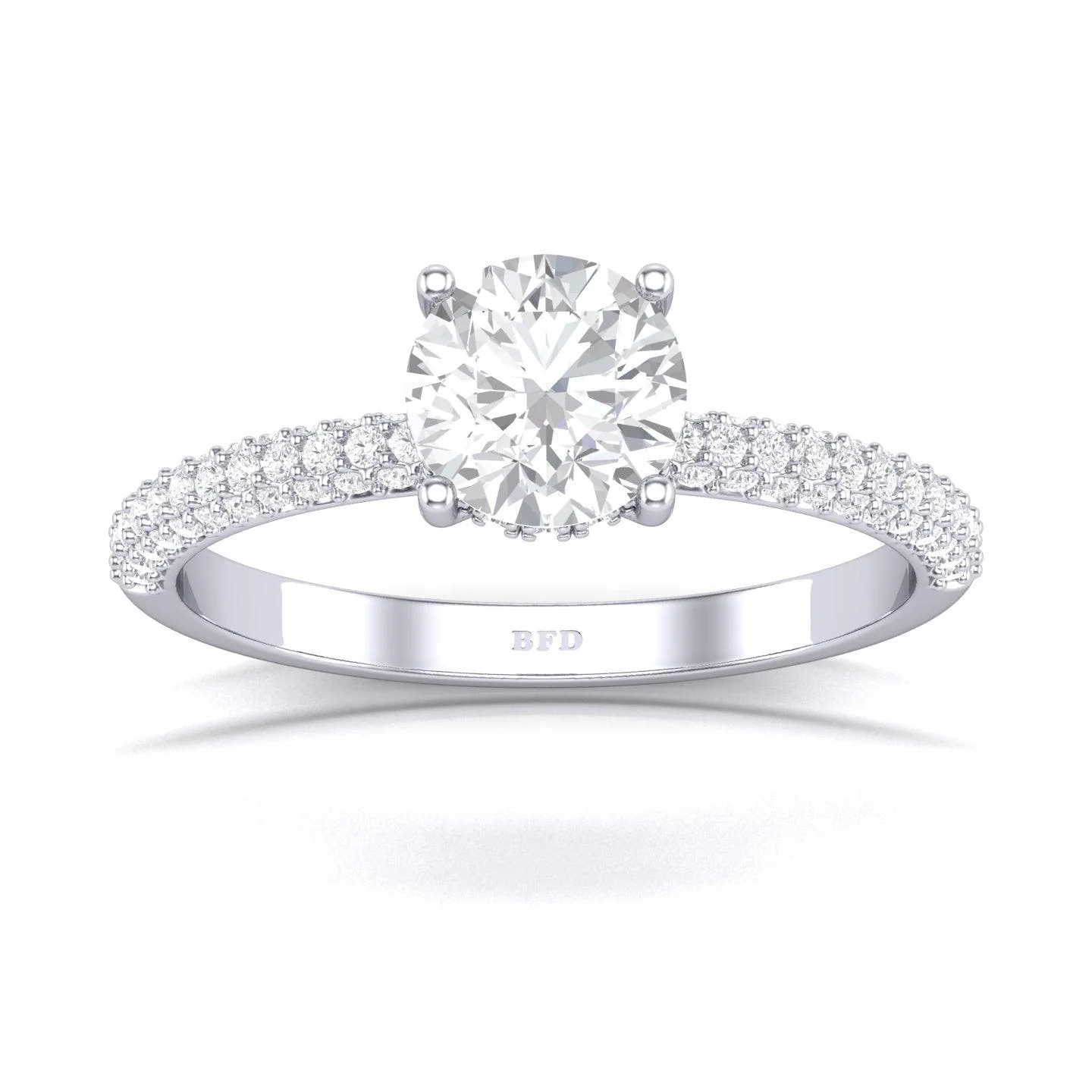 Certified Round Diamond Hidden Halo Engagement Ring 2.50Ct
