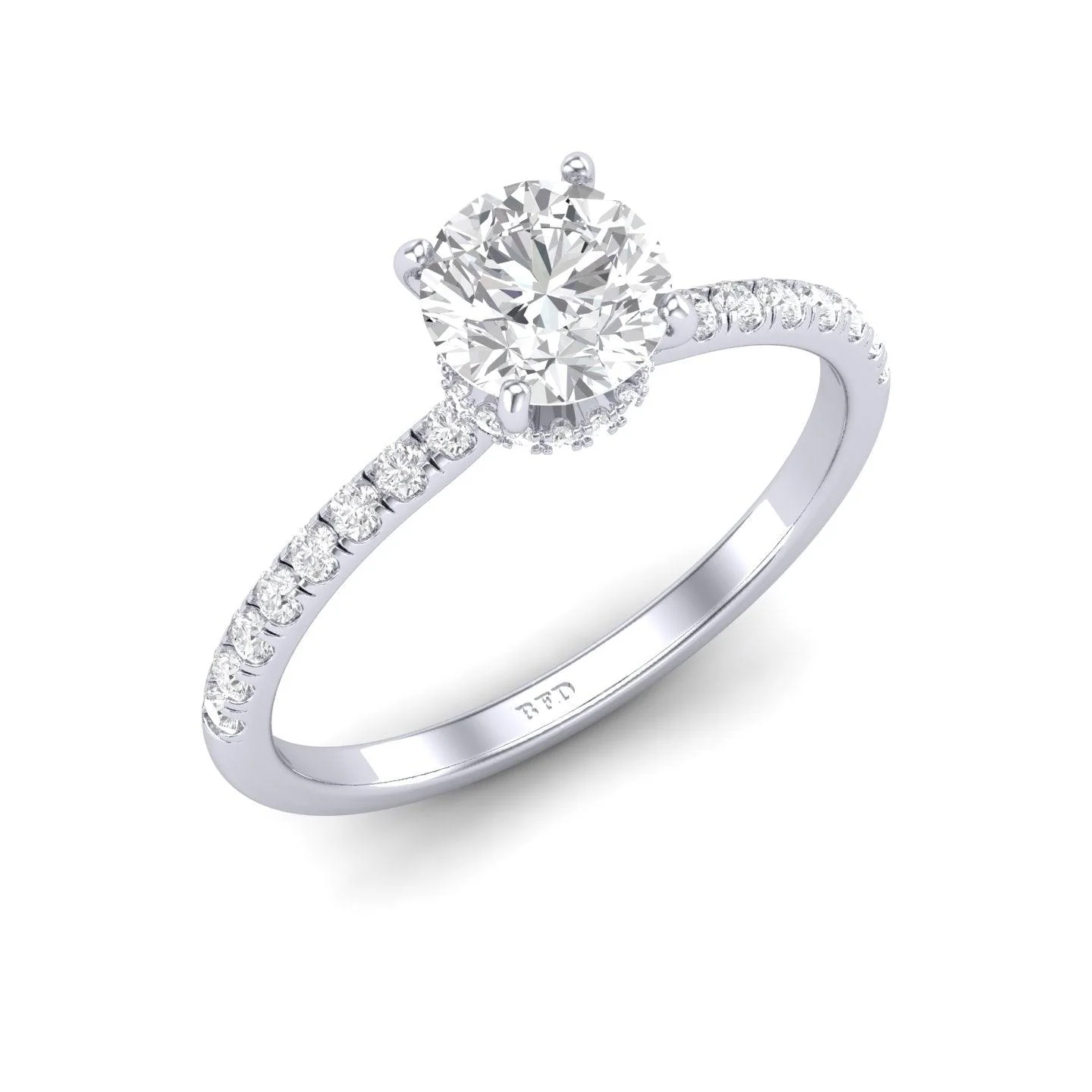 Certified Round Diamond Hidden Halo Engagement Ring - 1.50Ct - 2.50Ct - Image 3