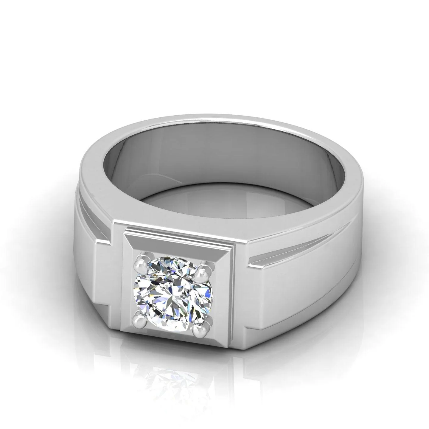 Certified F/VS 1.00Ct Single Diamond Mens Solitaire Ring - Image 4