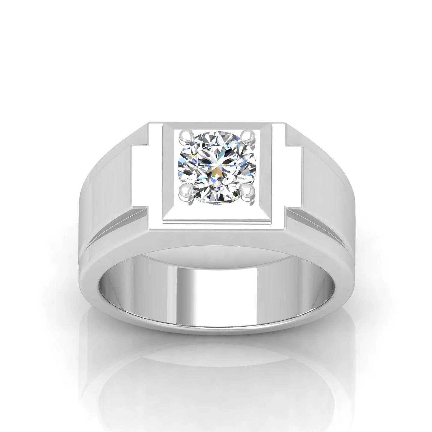 Certified F/VS 1.00Ct Single Diamond Mens Solitaire Ring - Image 5