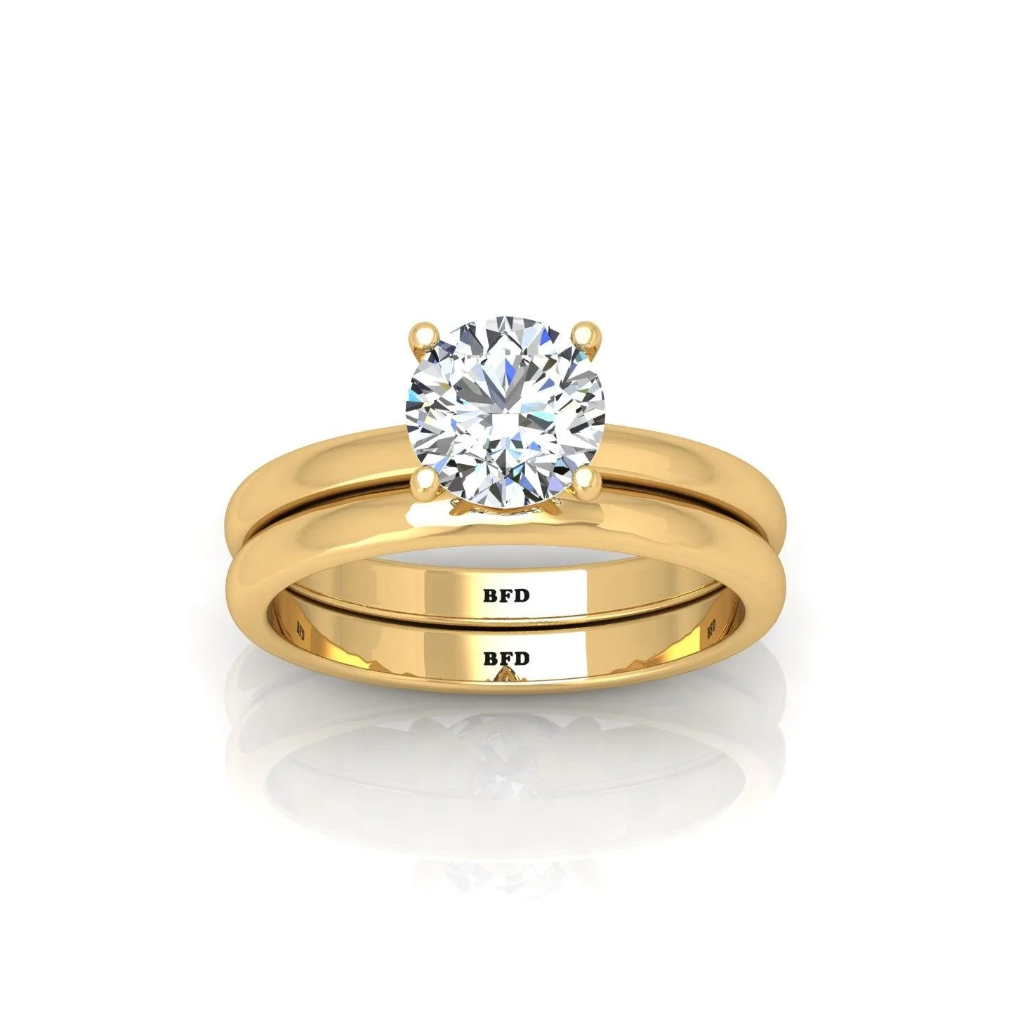 Certified Round Diamond Solitaire Bridal Set Ring 1.00Carat E/VS - Image 3