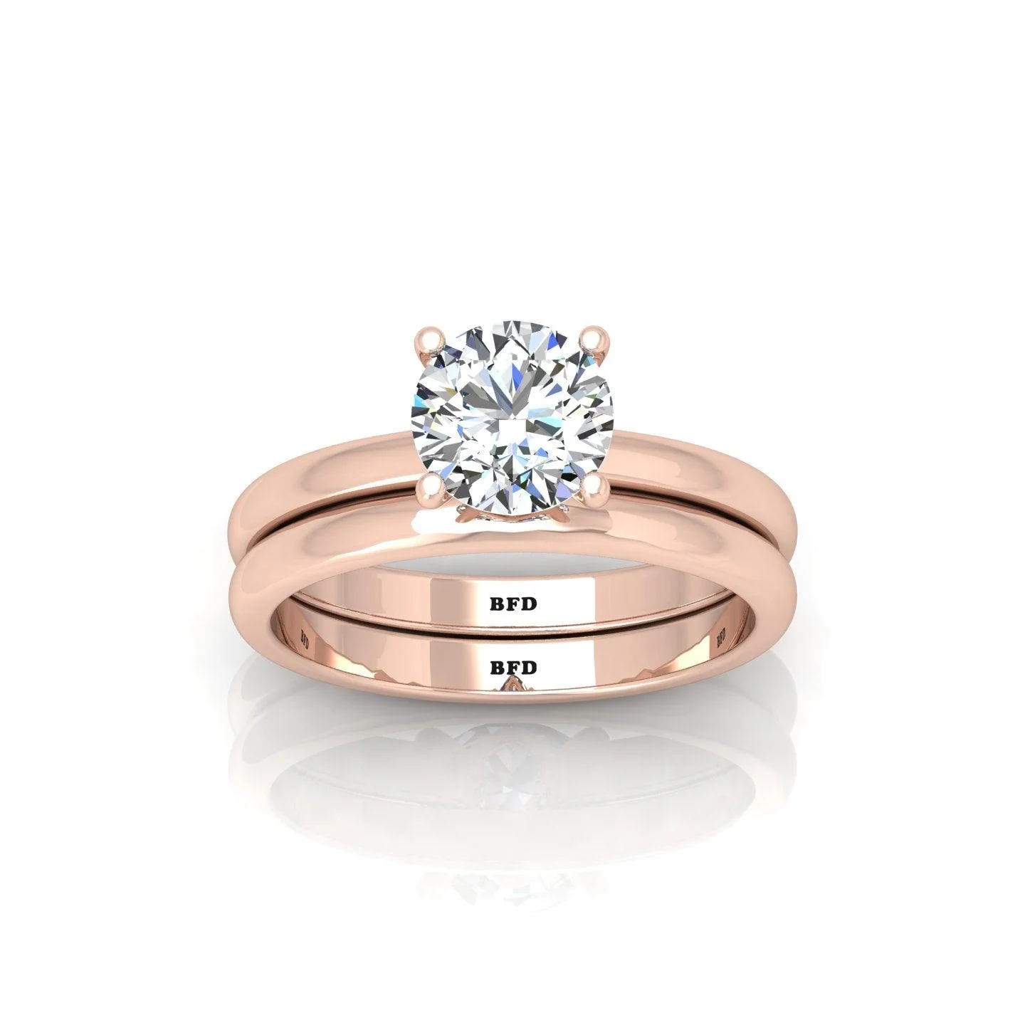 Certified Round Diamond Solitaire Bridal Set Ring 1.00Carat E/VS - Image 4