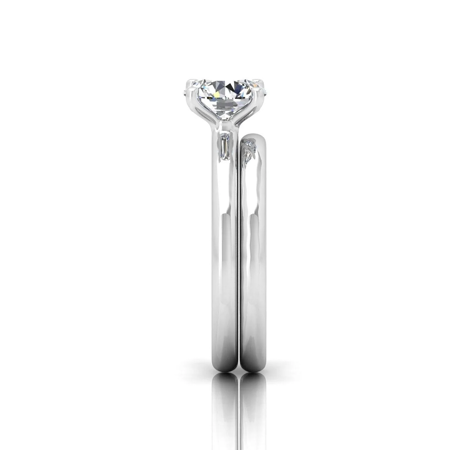 Certified Round Diamond Solitaire Bridal Set Ring 1.00Carat E/VS - Image 6