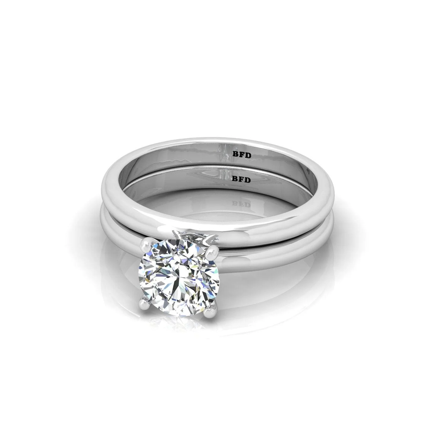 Certified Round Diamond Solitaire Bridal Set Ring 1.00Carat E/VS - Image 7