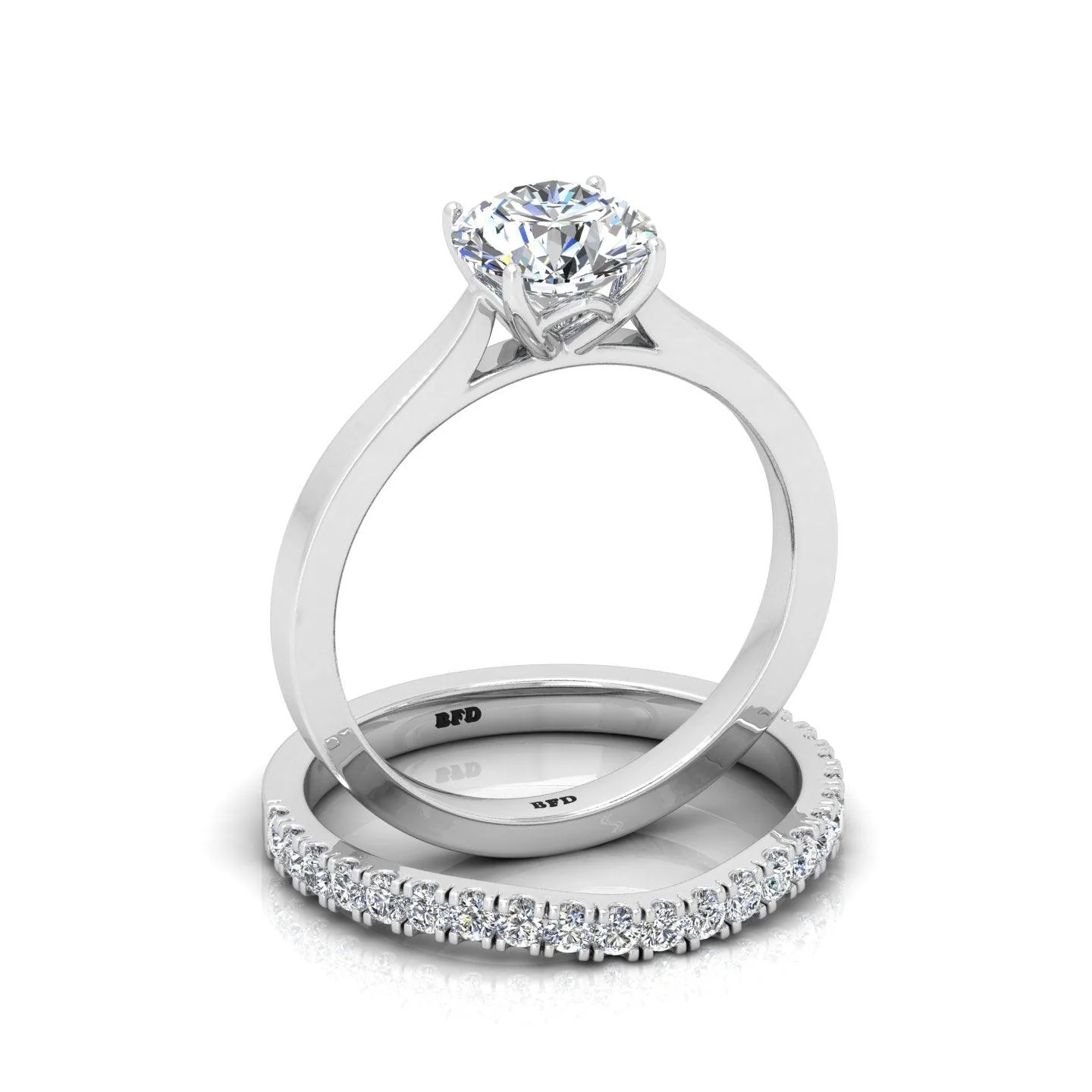Certified Round Diamond Solitaire Engagement Ring With Curved Matching Band 1.50Carat E/VS - Image 3