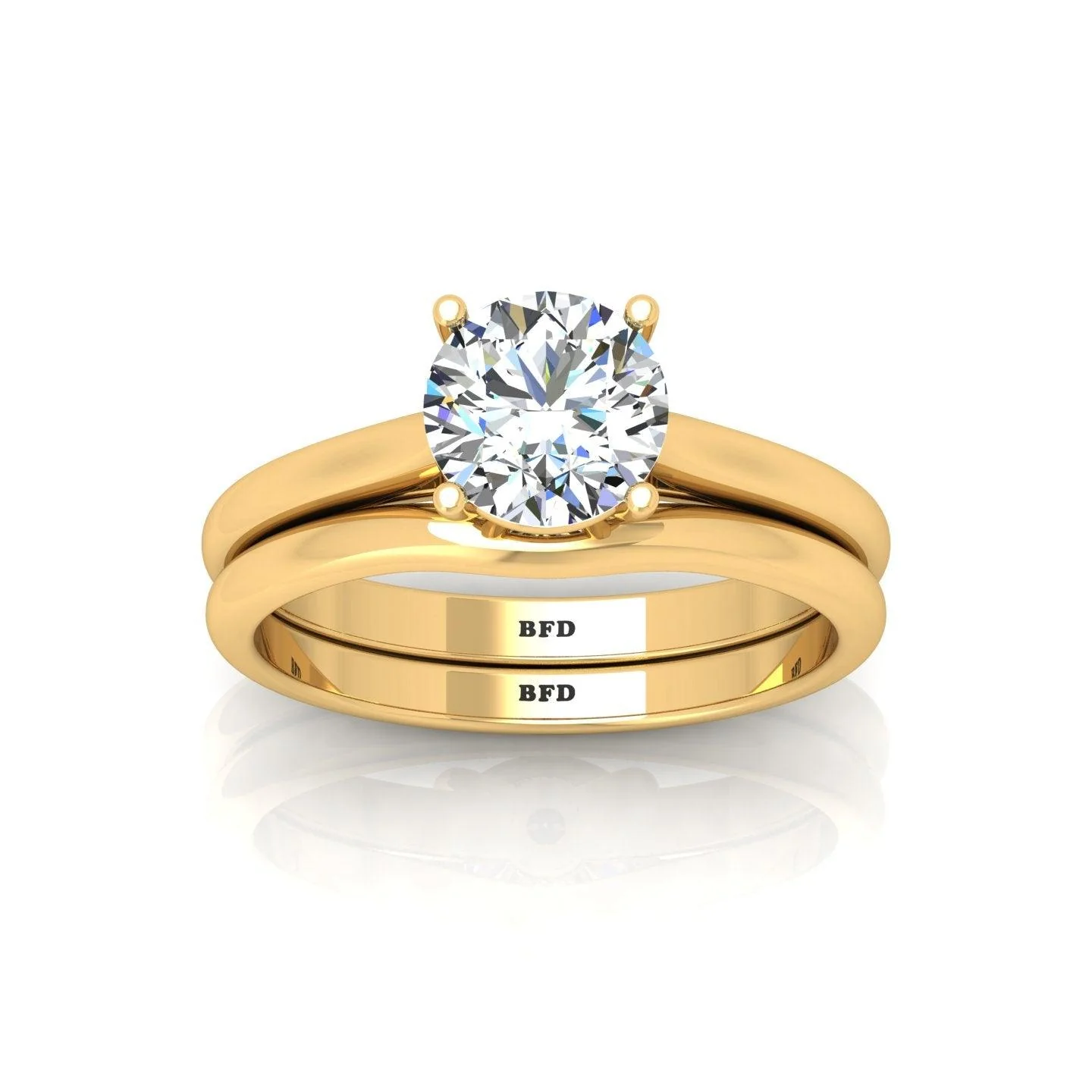 Certified Round Diamond Solitaire Engagement Ring with Matching Band 1.00Carat E/VS - Image 3