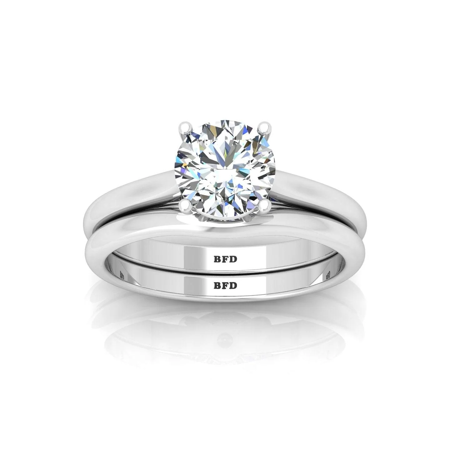 Certified Round Diamond Solitaire Engagement Ring with Matching Band 1.00Carat E/VS - Image 5