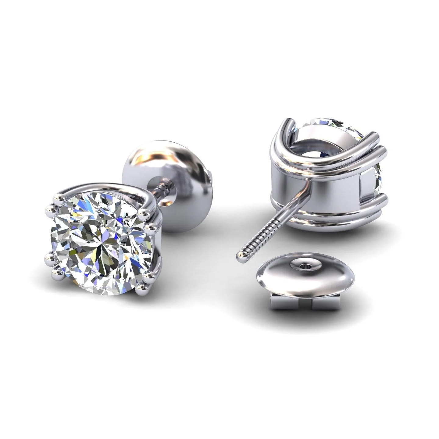 Certified D/VS 2.00Ct Round Diamond Stud Earrings in 18k Gold / Platinum
