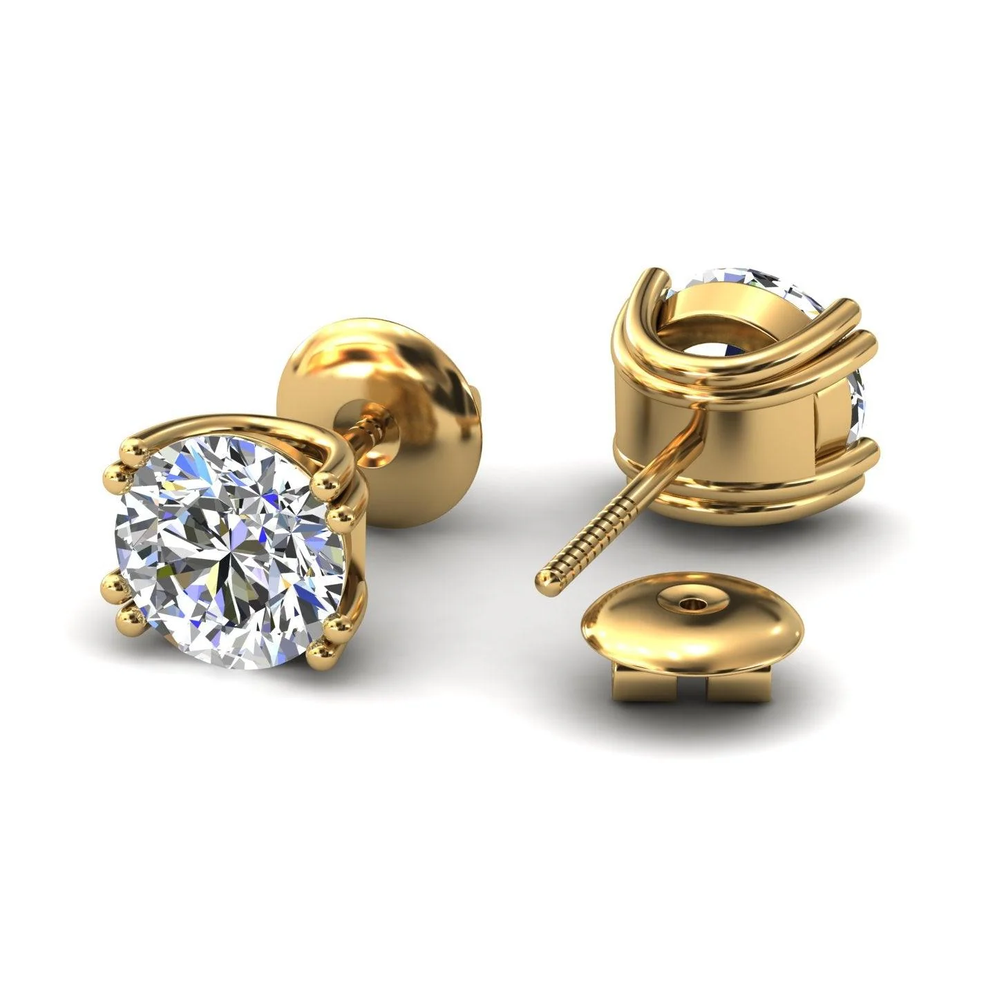 Certified D/VS 2.00Ct Round Diamond Stud Earrings in 18k Gold / Platinum - Image 4