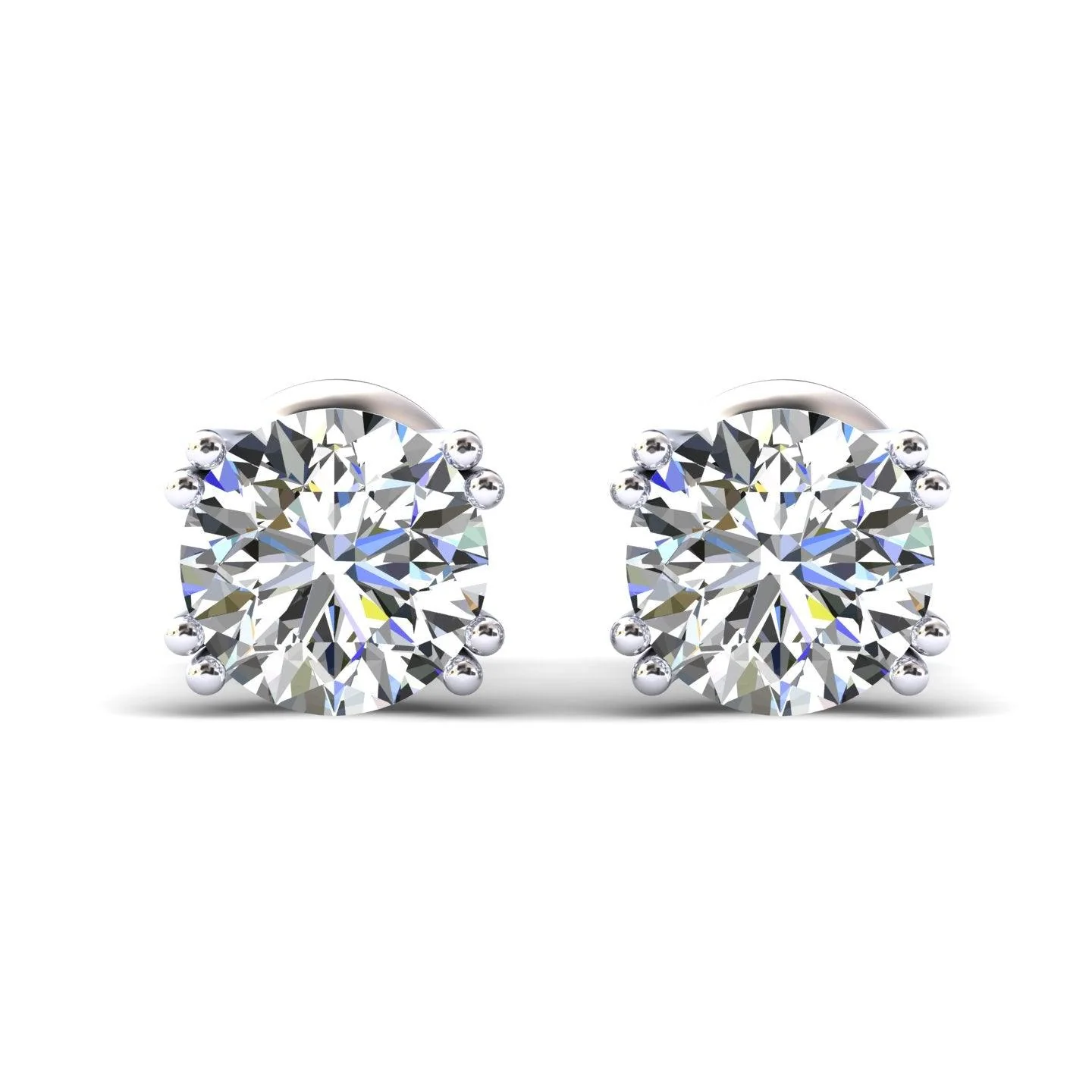 Certified D/VS 2.00Ct Round Diamond Stud Earrings in 18k Gold / Platinum - Image 6