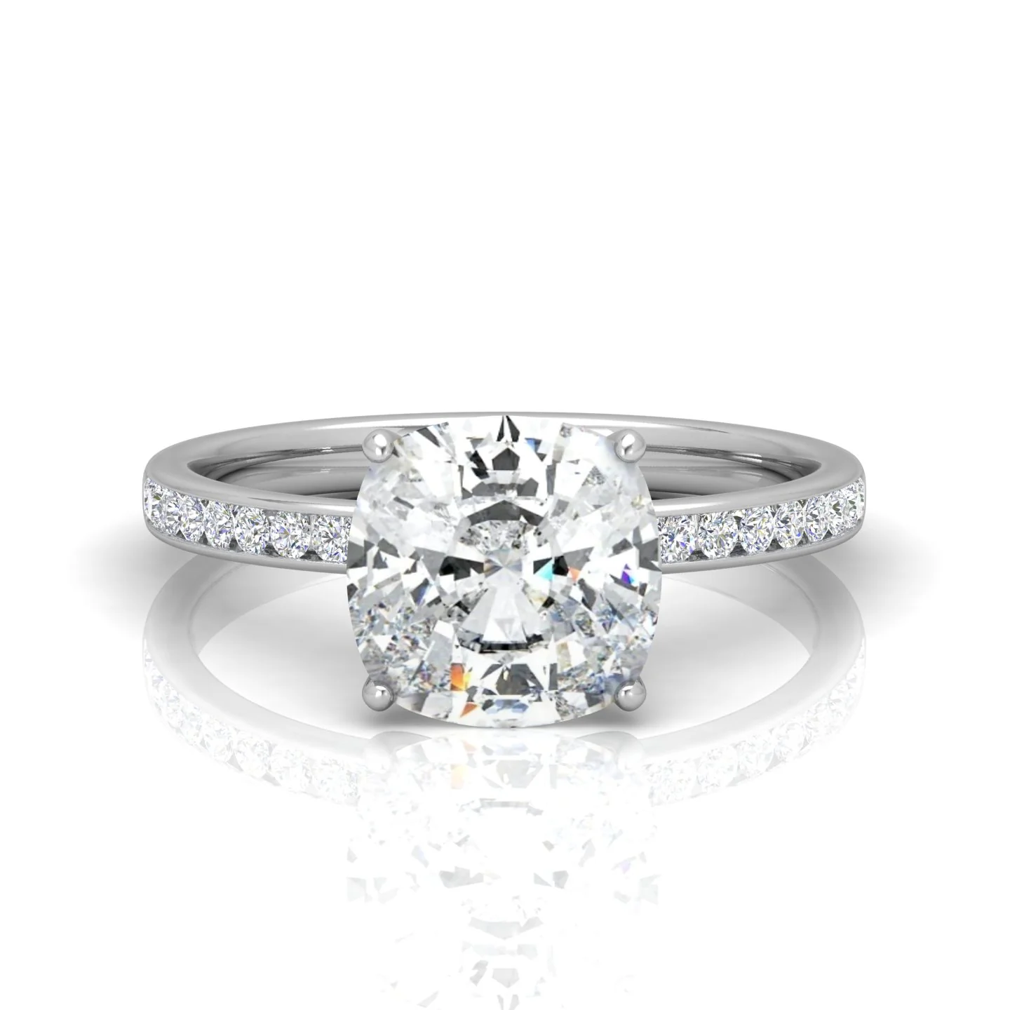 Channel Set Cushion Diamond Engagement Ring - Image 10