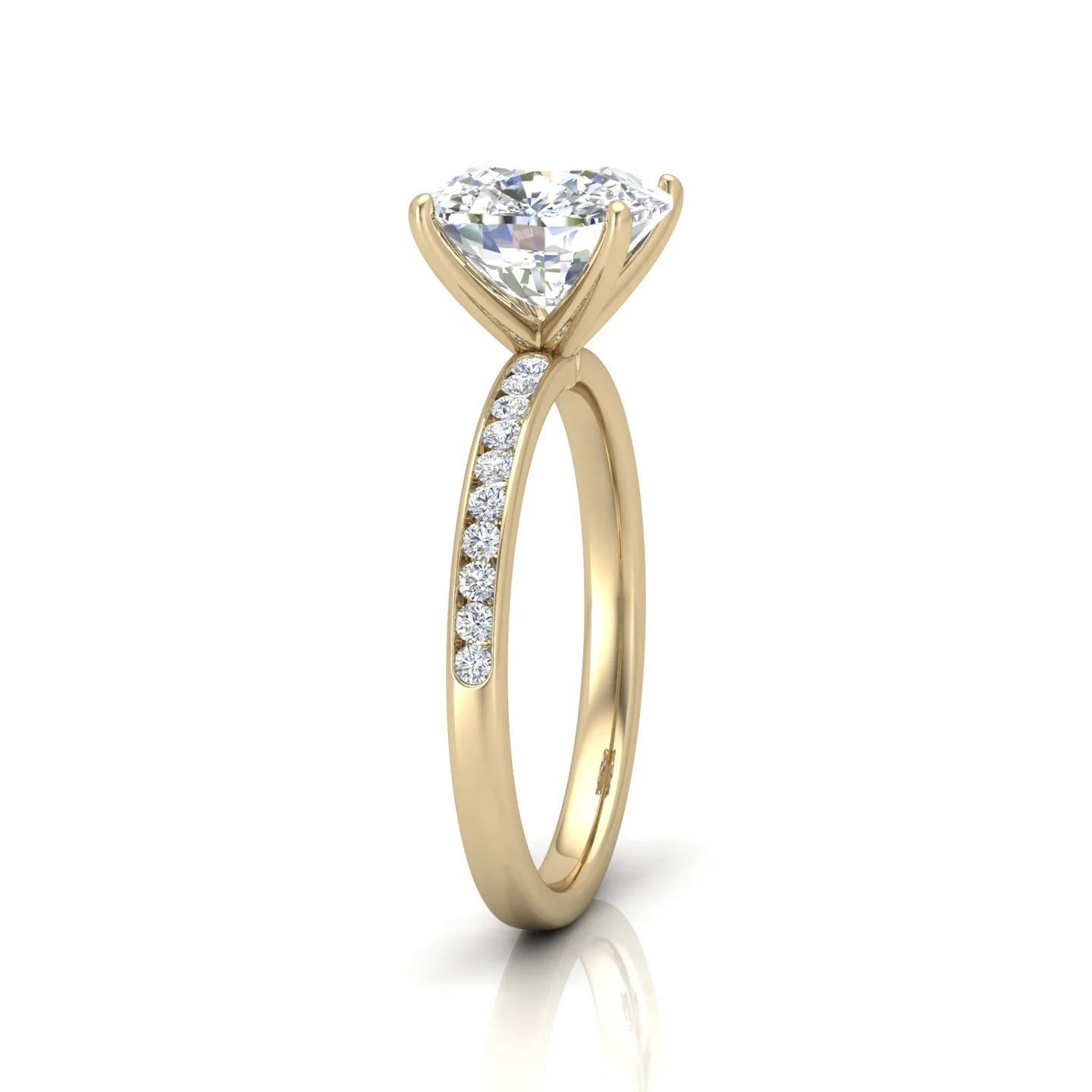 Channel Set Cushion Diamond Engagement Ring - Image 2