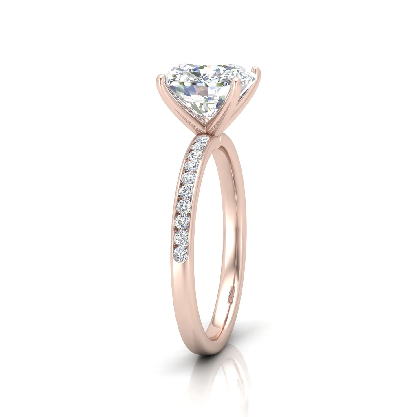 Channel Set Cushion Diamond Engagement Ring - Image 4