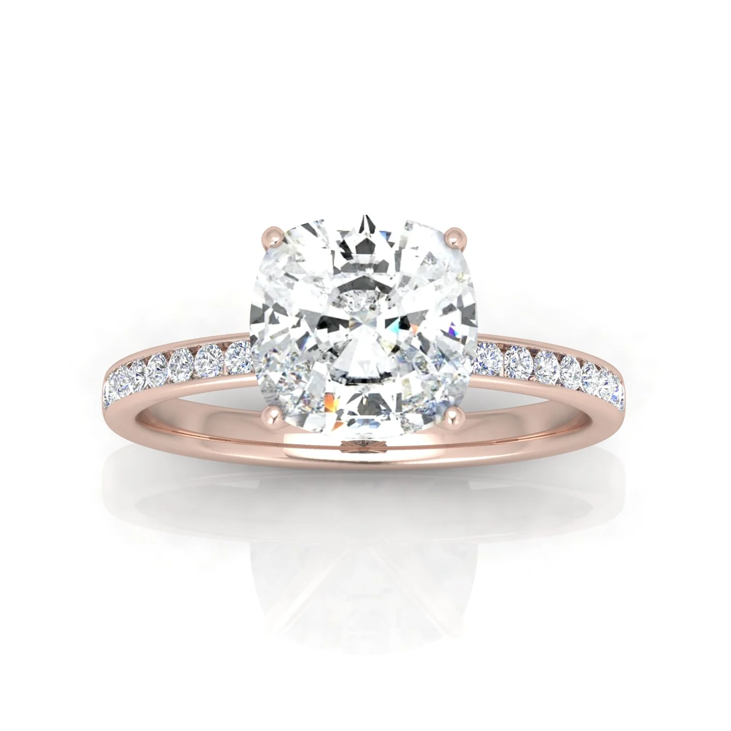 Channel Set Cushion Diamond Engagement Ring - Image 7