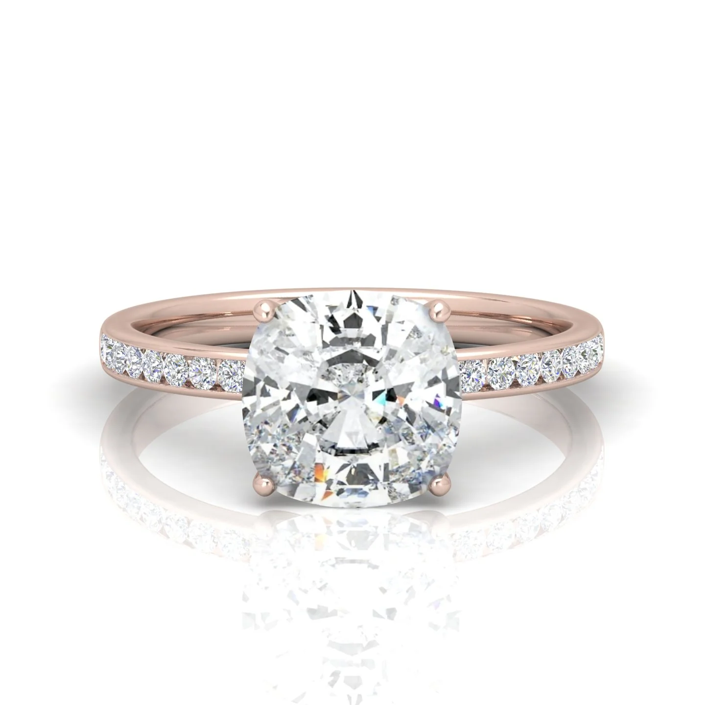 Channel Set Cushion Diamond Engagement Ring - Image 9
