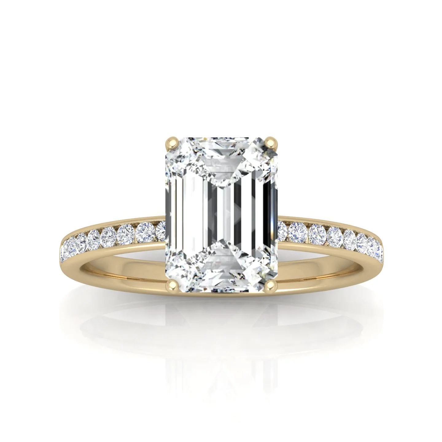 Channel Set Emerald Diamond Engagement Ring - Image 10
