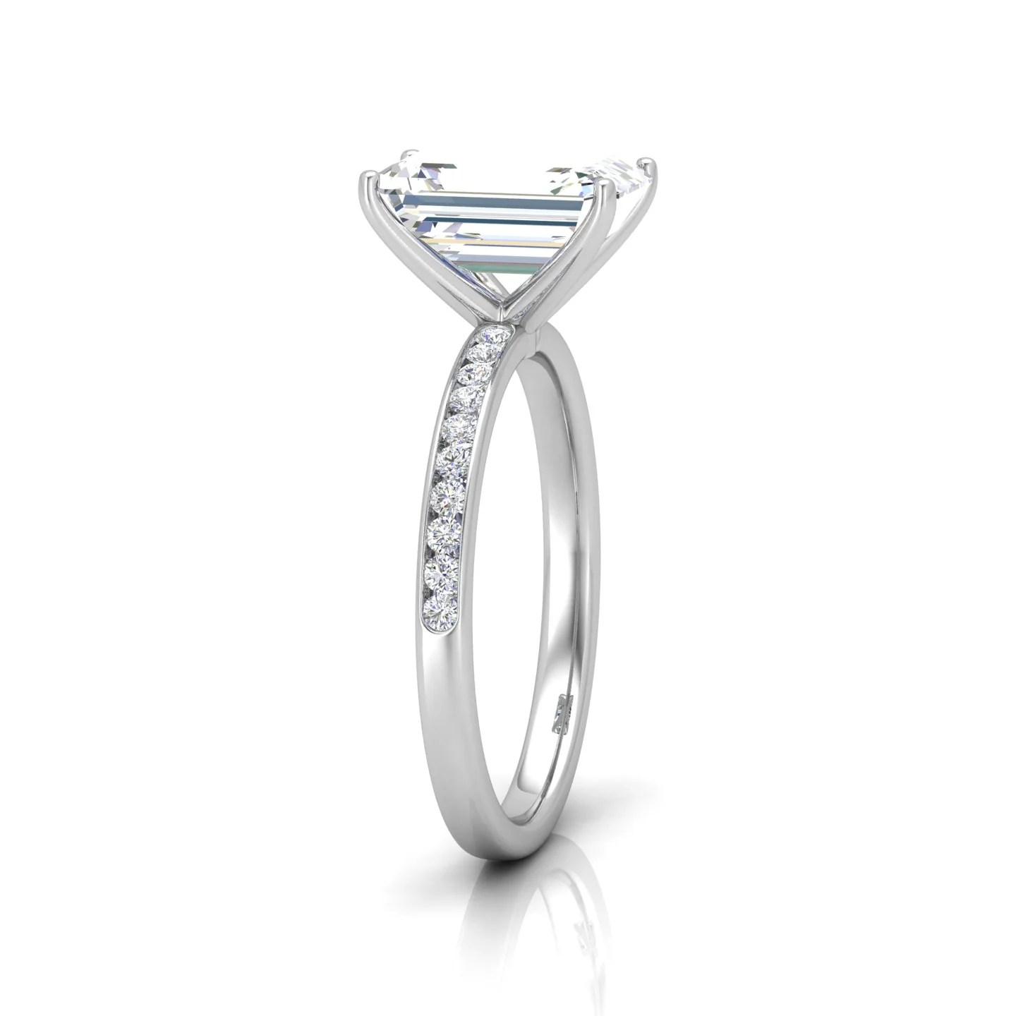 Channel Set Radiant Diamond Engagement Ring - Image 3