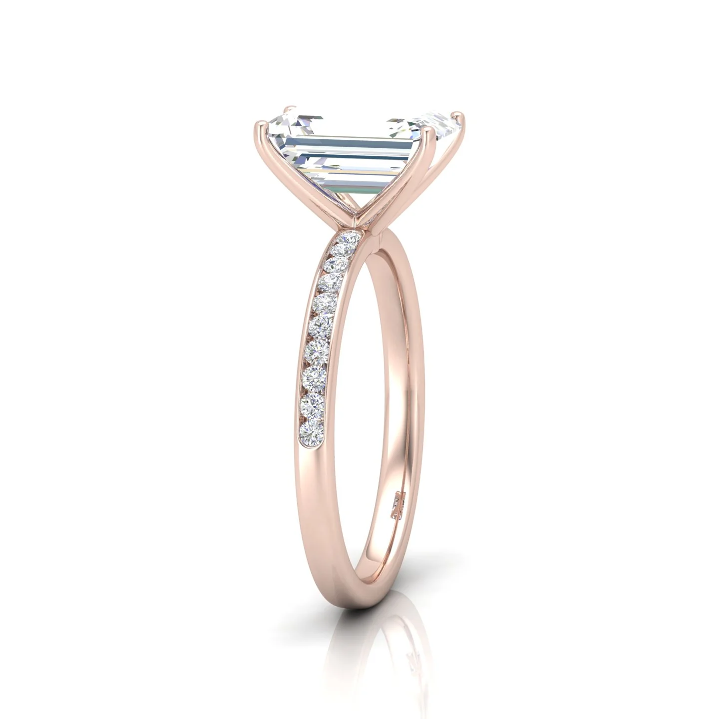 Channel Set Radiant Diamond Engagement Ring - Image 4