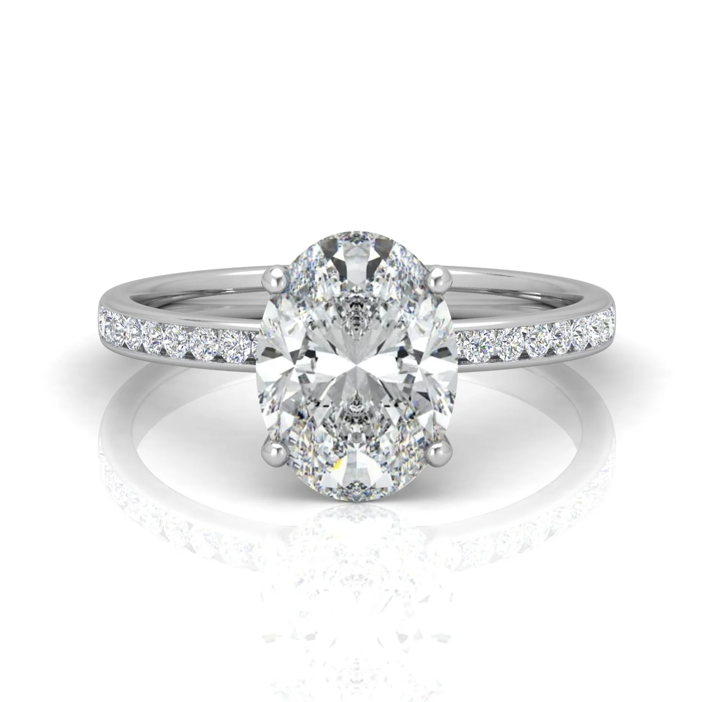 Channel Set Oval Diamond Engagement Ring - Image 10