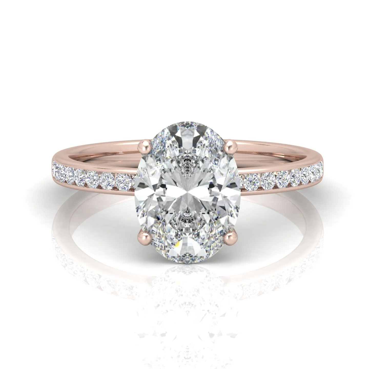 Channel Set Oval Diamond Engagement Ring - Image 11