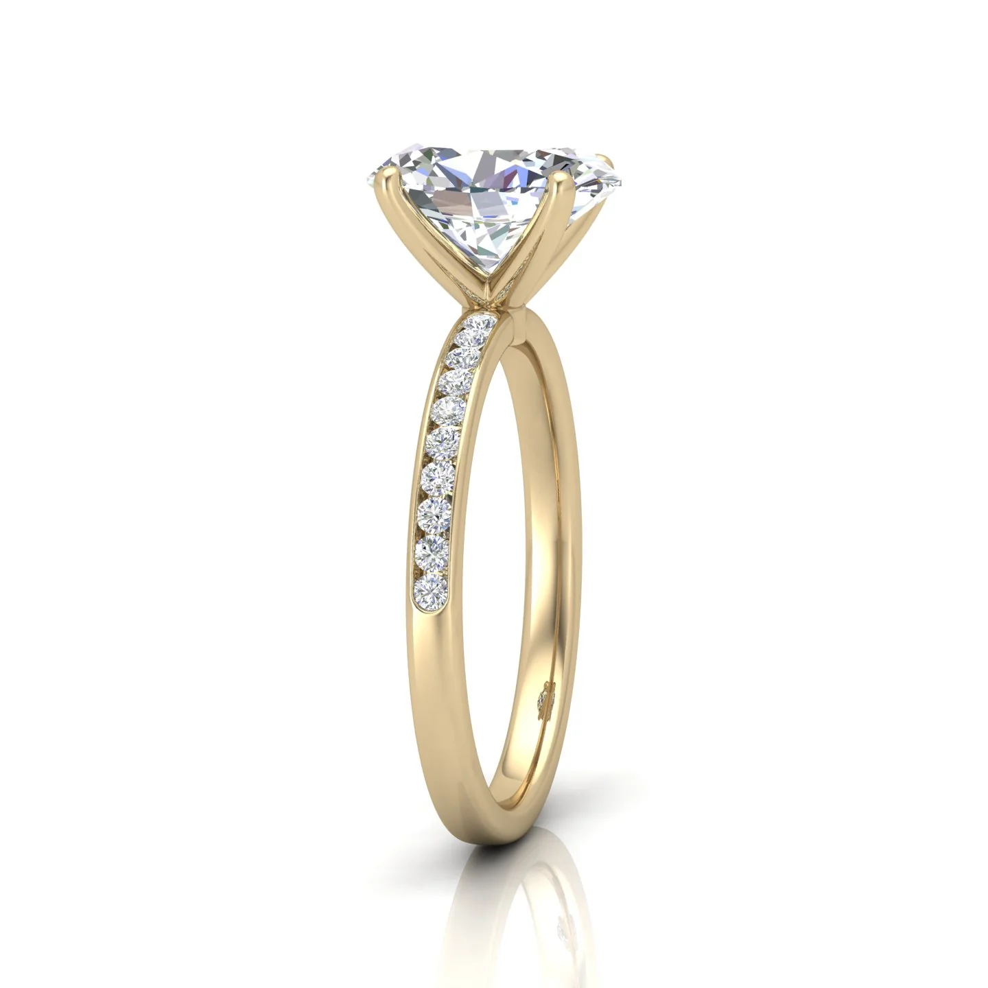 Channel Set Oval Diamond Engagement Ring - Image 2
