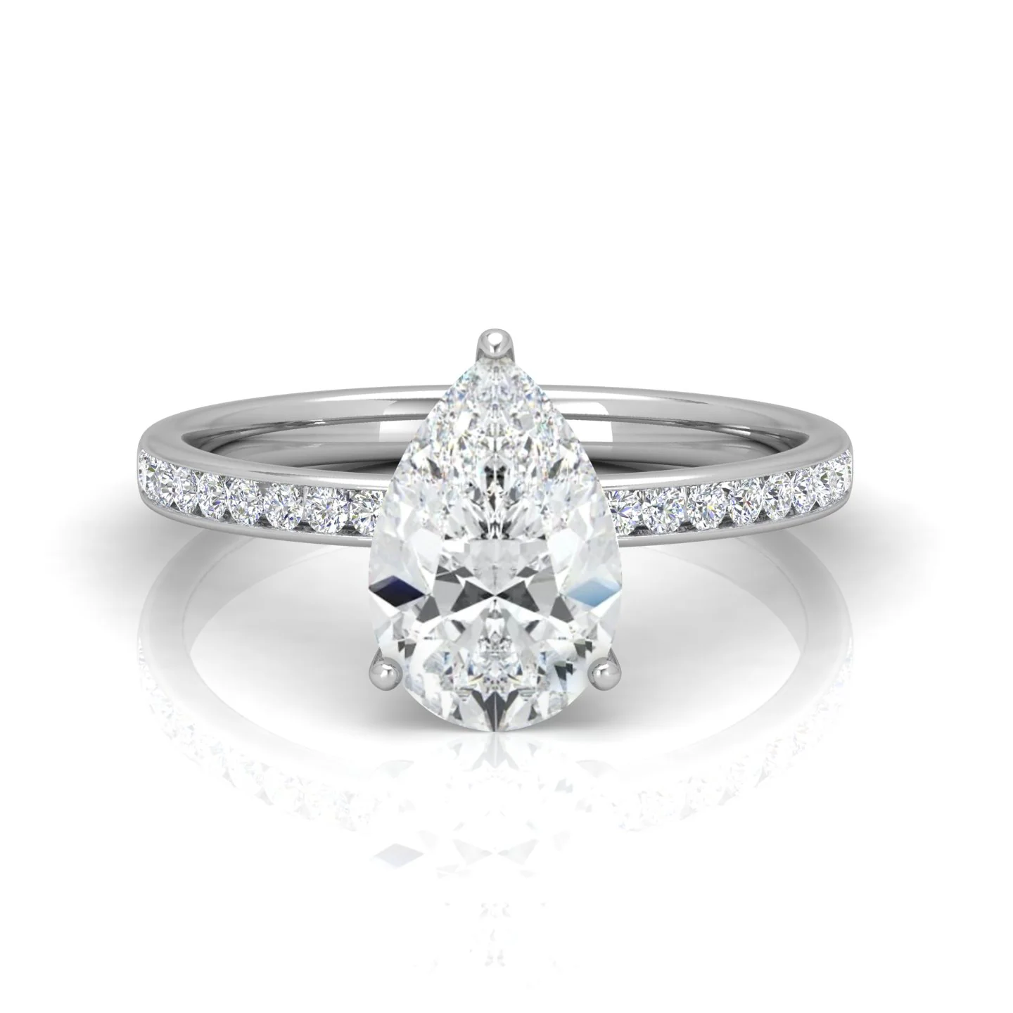 Channel Set Pear Diamond Engagement Ring - Image 11