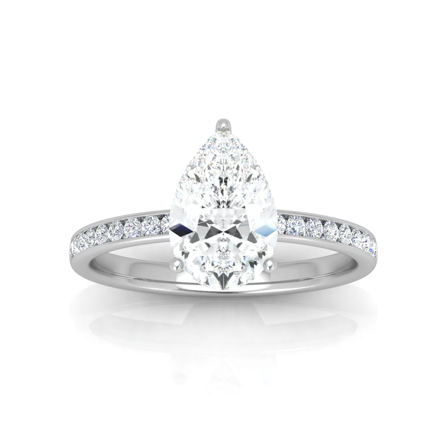 Channel Set Pear Diamond Engagement Ring - Image 9