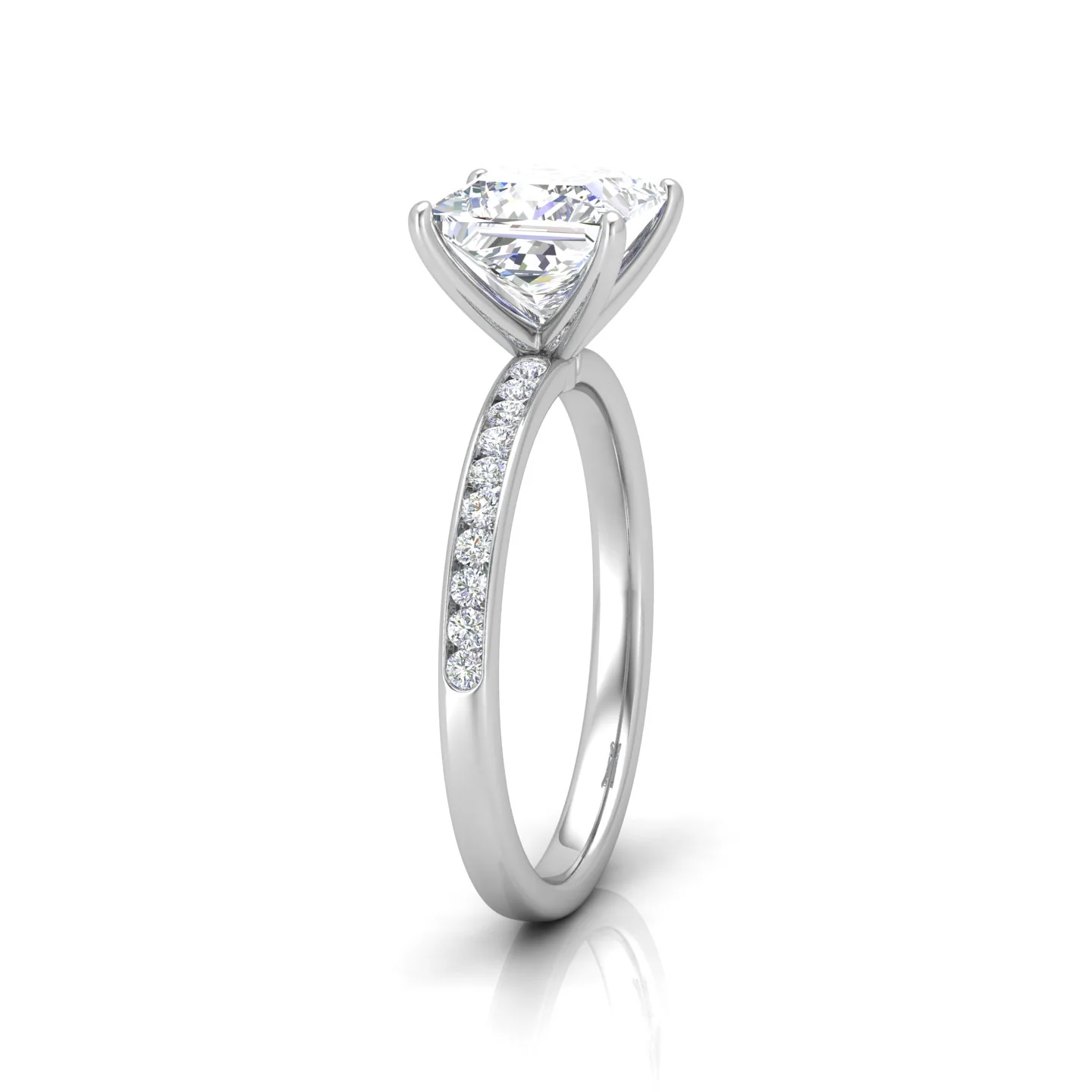 Channel Set Princess Diamond Engagement Ring - Image 3