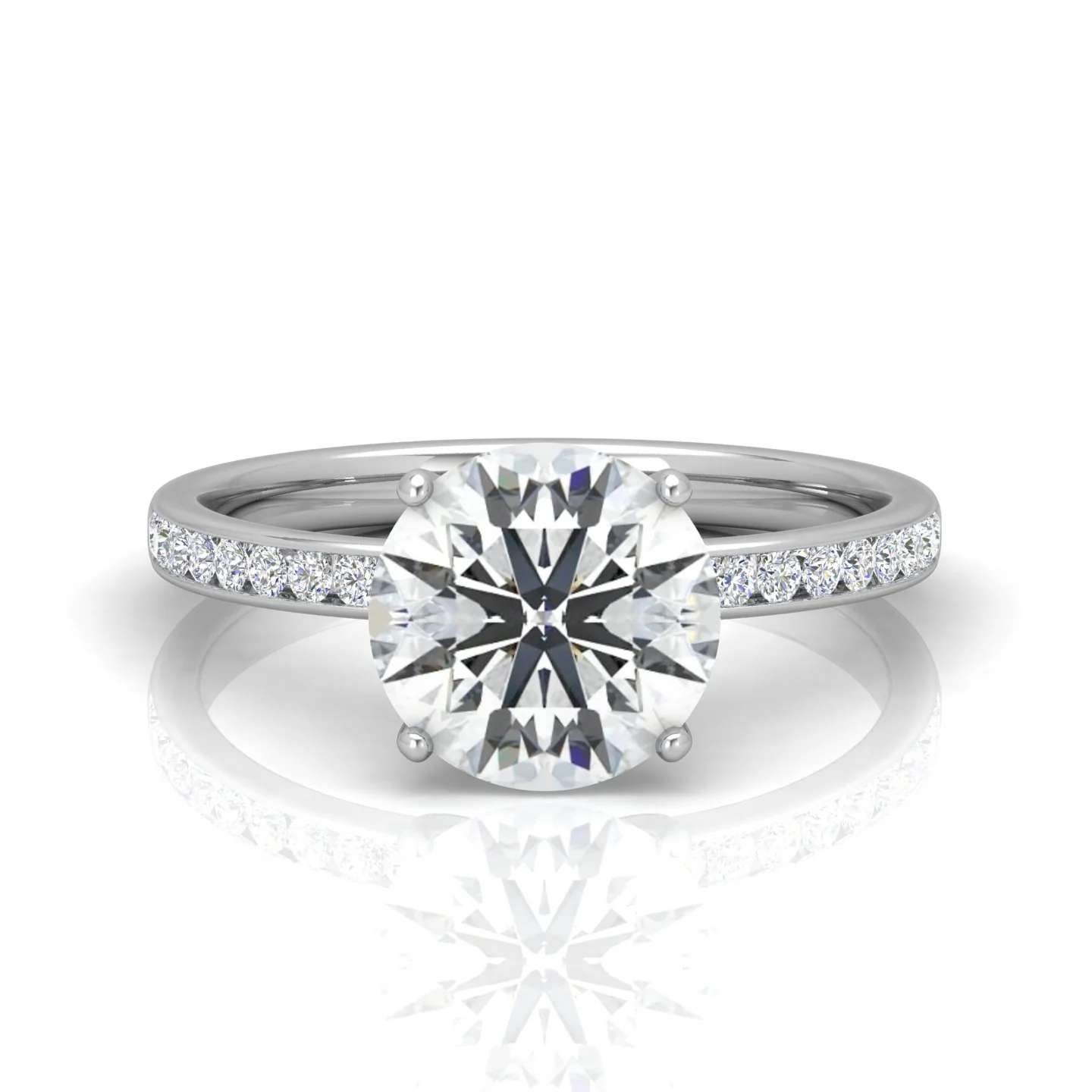 Channel Set Round Diamond Engagement Ring - Image 11