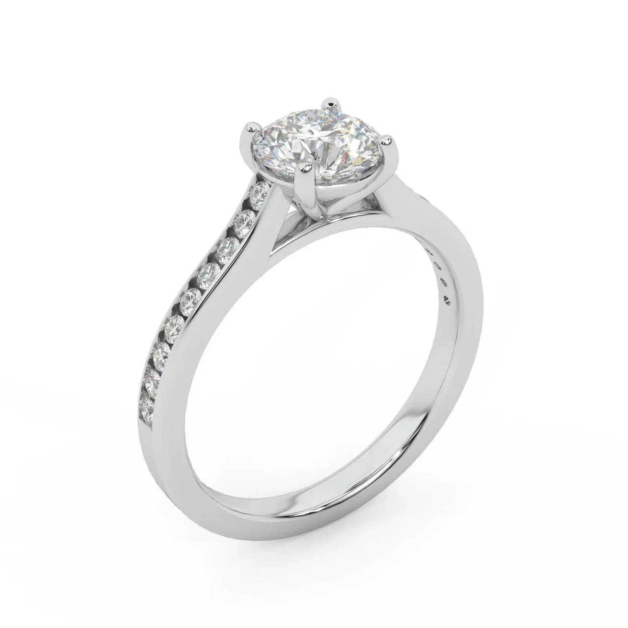 Channel Set Round Shaped Diamond Engagement Ring - Image 5
