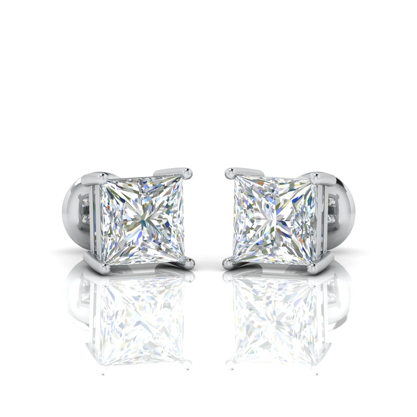 Special Deal Certified F/VVS-VS 5.17Ct Hugh Princess Cut Diamond Stud Earrings In Platinum - Image 2