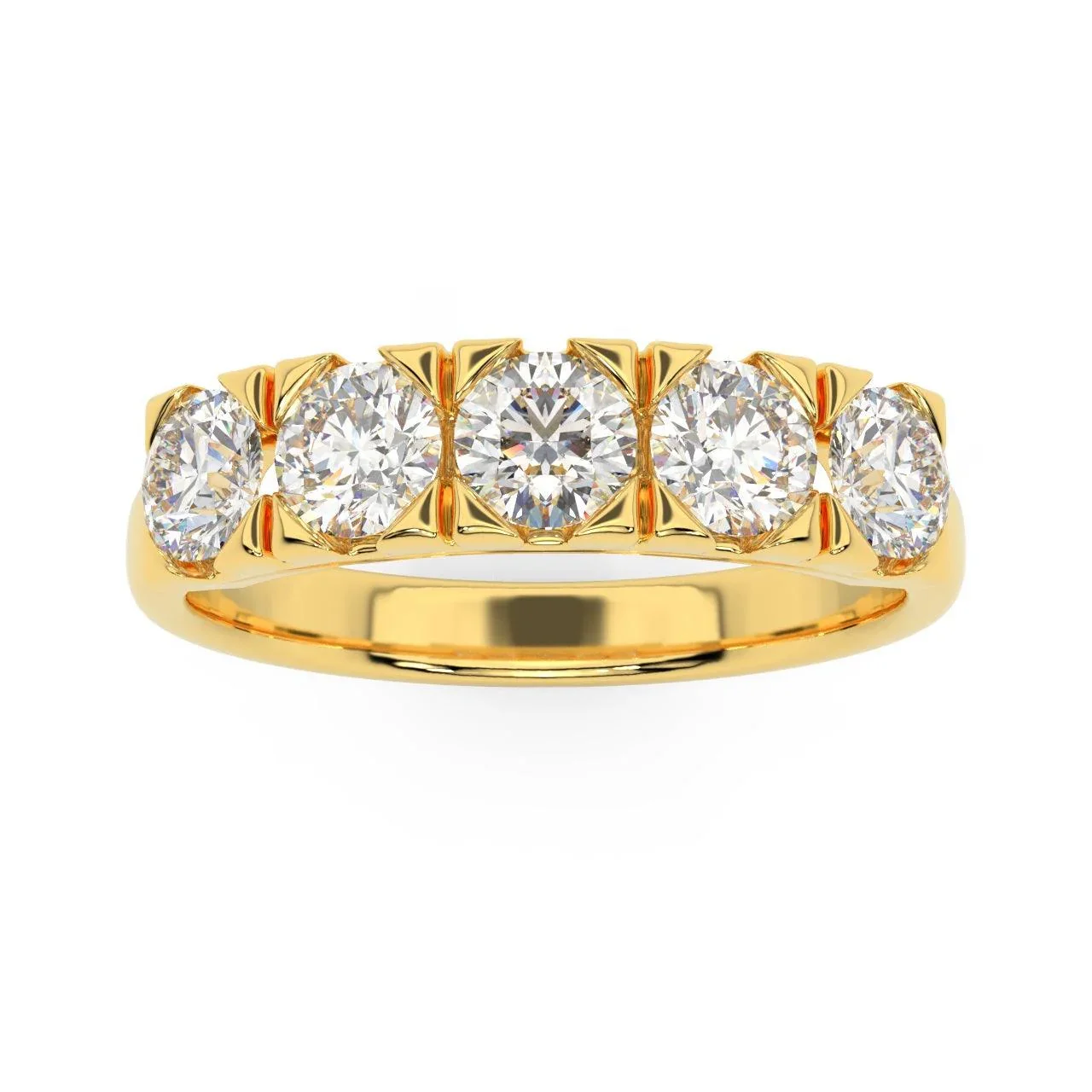 Classic 1.00Ct D/VVS Round Diamond Anniversary Ring, UK Hallmarked Gold - Image 3