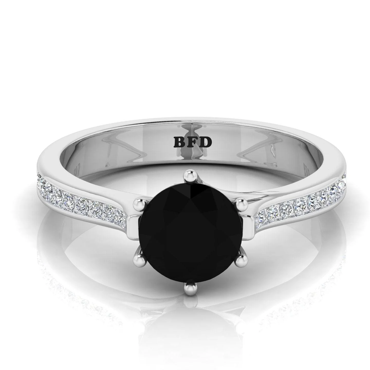 Classic AAA Black & White Diamond Channel Set Engagement Ring For Her - 1.20 Carat - Image 4
