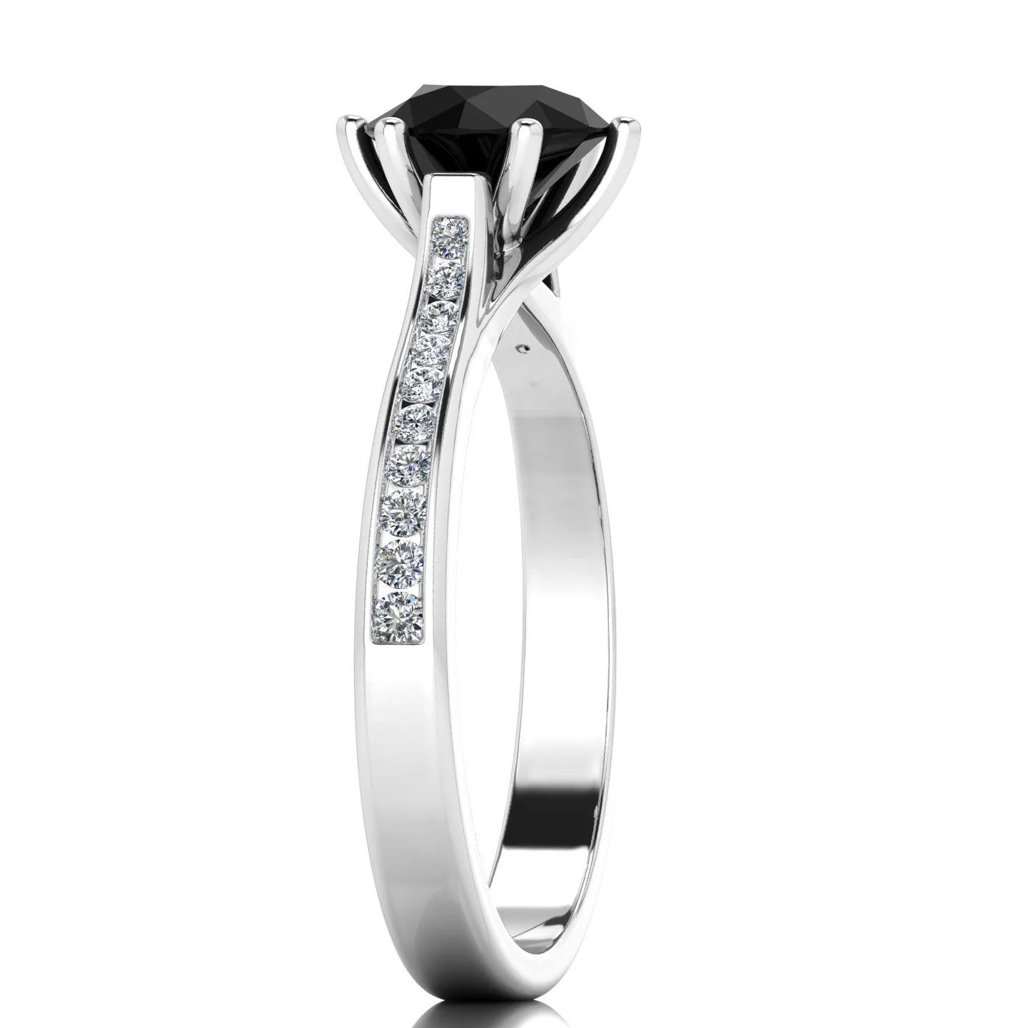Classic AAA Black & White Diamond Channel Set Engagement Ring For Her - 1.20 Carat - Image 5