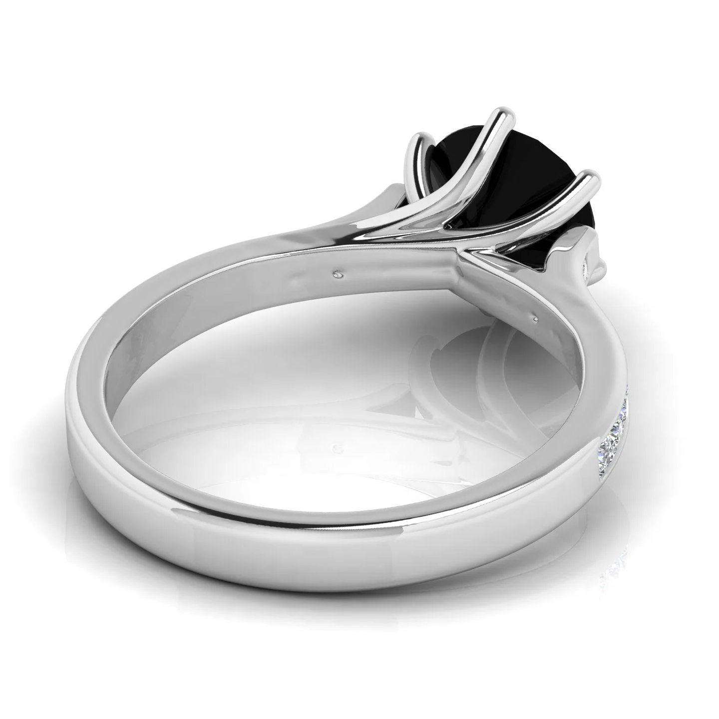 Classic AAA Black & White Diamond Channel Set Engagement Ring For Her - 1.20 Carat - Image 6