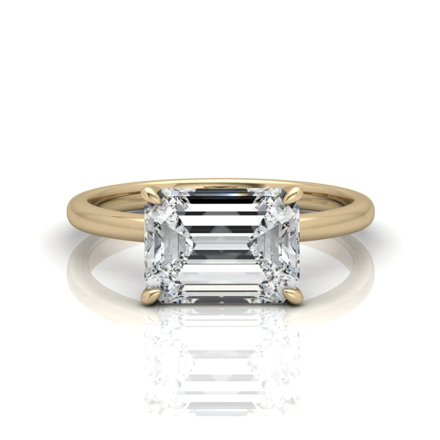 Classic East-West Solitaire Engagement Ring - Emerald