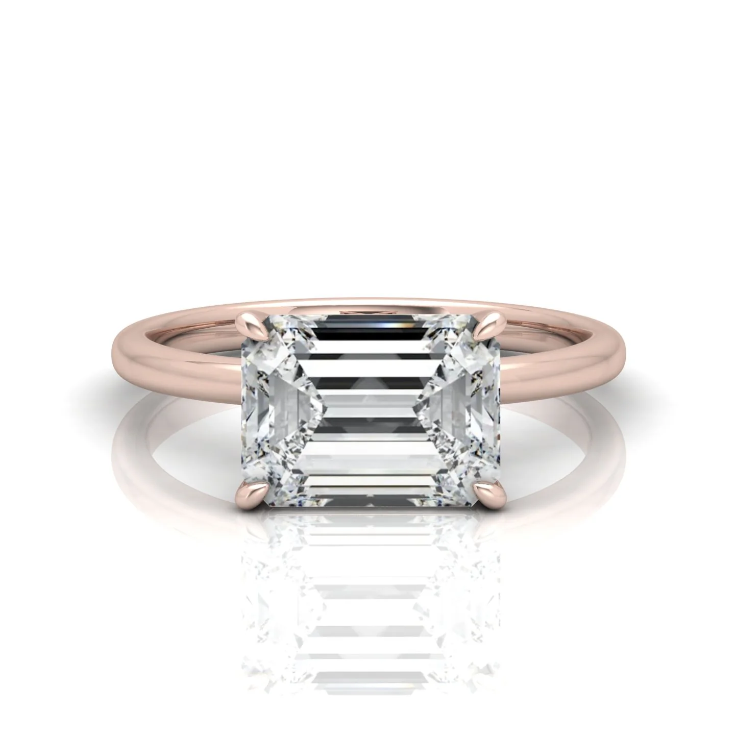 Classic East-West Solitaire Engagement Ring - Emerald - Image 10